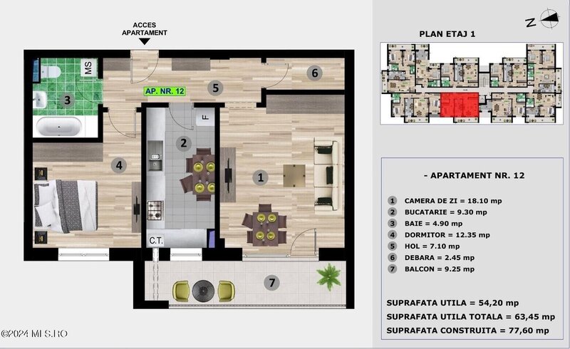 MAMAIA NORD - APARTAMENT 2 CAMERE - 63.45 MPT - Comision 0%