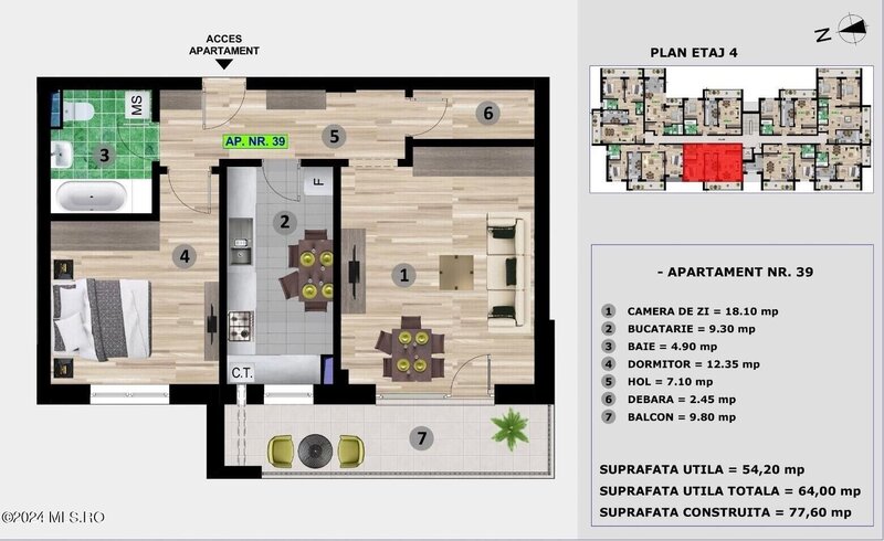 Mamaia Nord, apartament 2 camere, 64 mpt, comision 0%